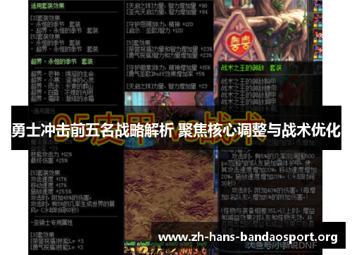 勇士冲击前五名战略解析 聚焦核心调整与战术优化