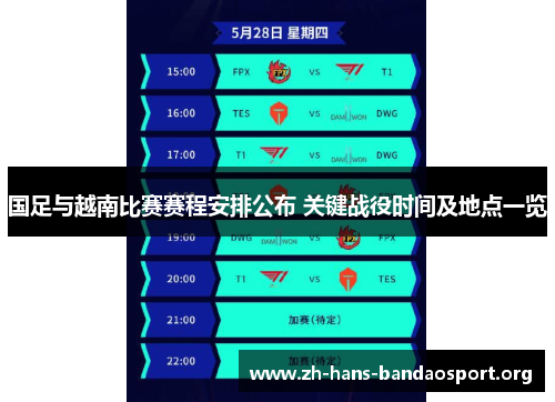 国足与越南比赛赛程安排公布 关键战役时间及地点一览